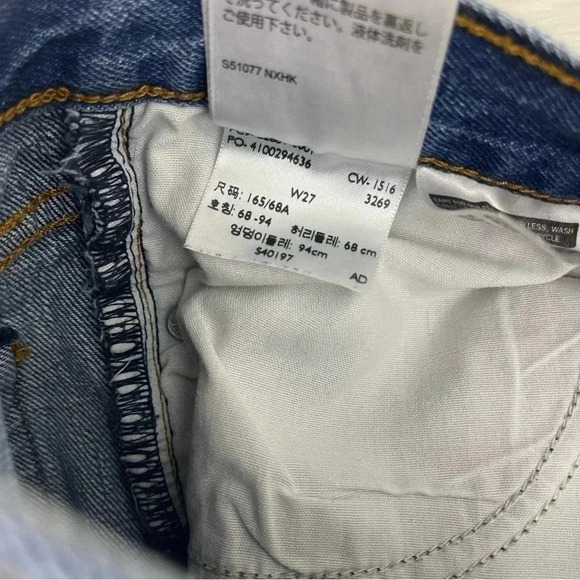 Levi's Raw Hem Button Fly Straight Leg Jeans Size 27 White Oak Cone Denim - Picture 4 of 10